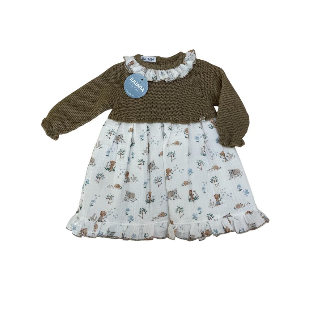 Vestido Marrón Ositos para Niña