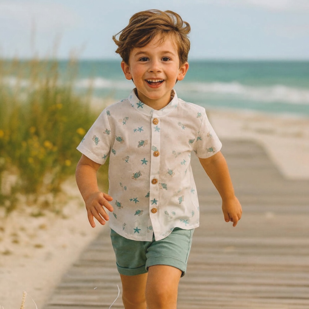 CONJUNTO VERDE AGUA NIÑO VALENTINA BEBES